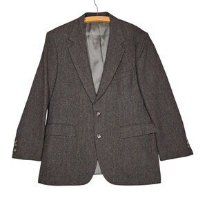 Christopher Hayes Tweed Blazer Herringbone Mens 42R Sport Coat Academia Brown